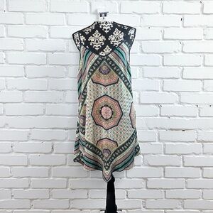 Boho B bop, green, navy pink floral tunic dress extra large​​
